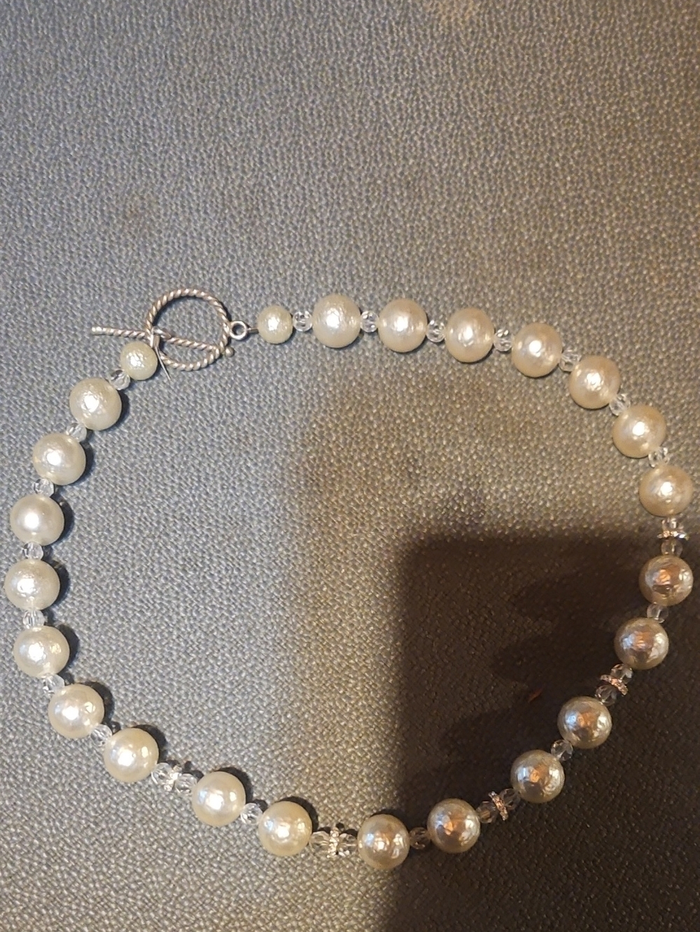 Pearl and Crystal Bracelet - White Pearls with Silver Accents